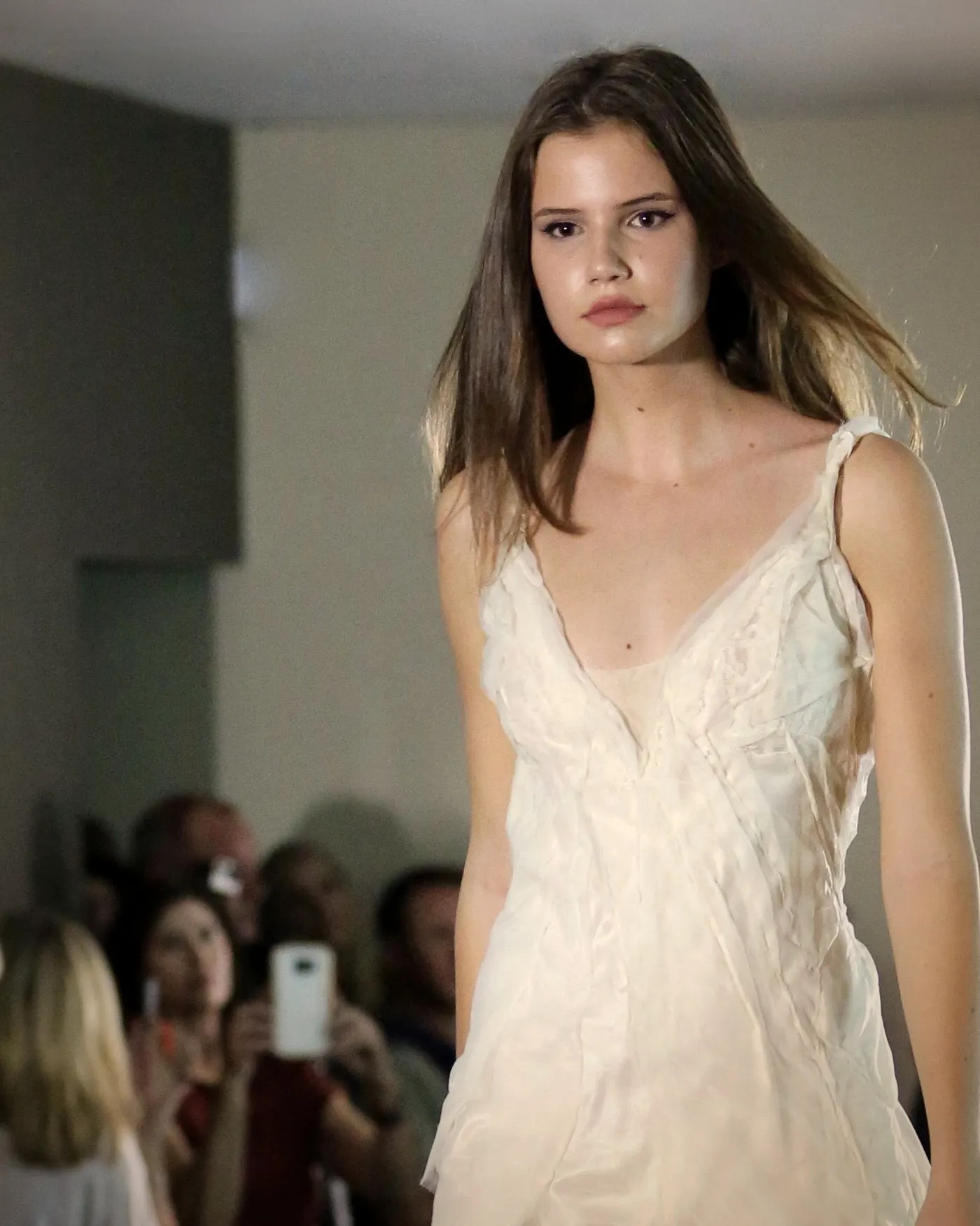 Champagne gown with slit — Kites by Carla Manuel runway, November 2016