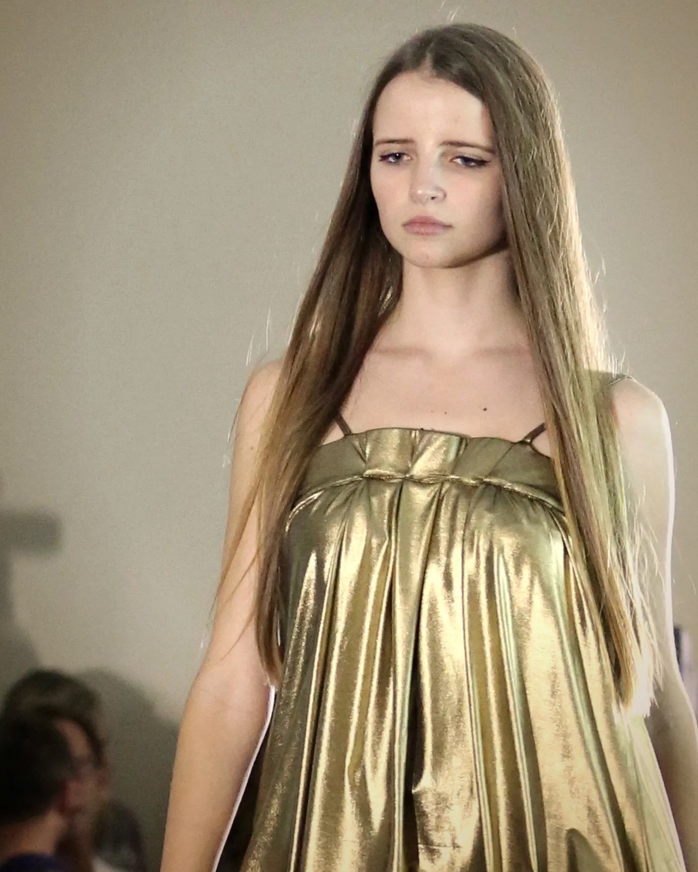 Gold lamé tunic — Kites by Carla Manuel runway, November 2016