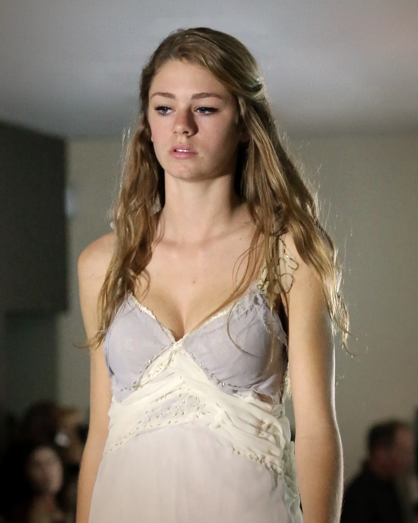 Ivory silk slip gown with lace — Kites by Carla Manuel runway, November 2016