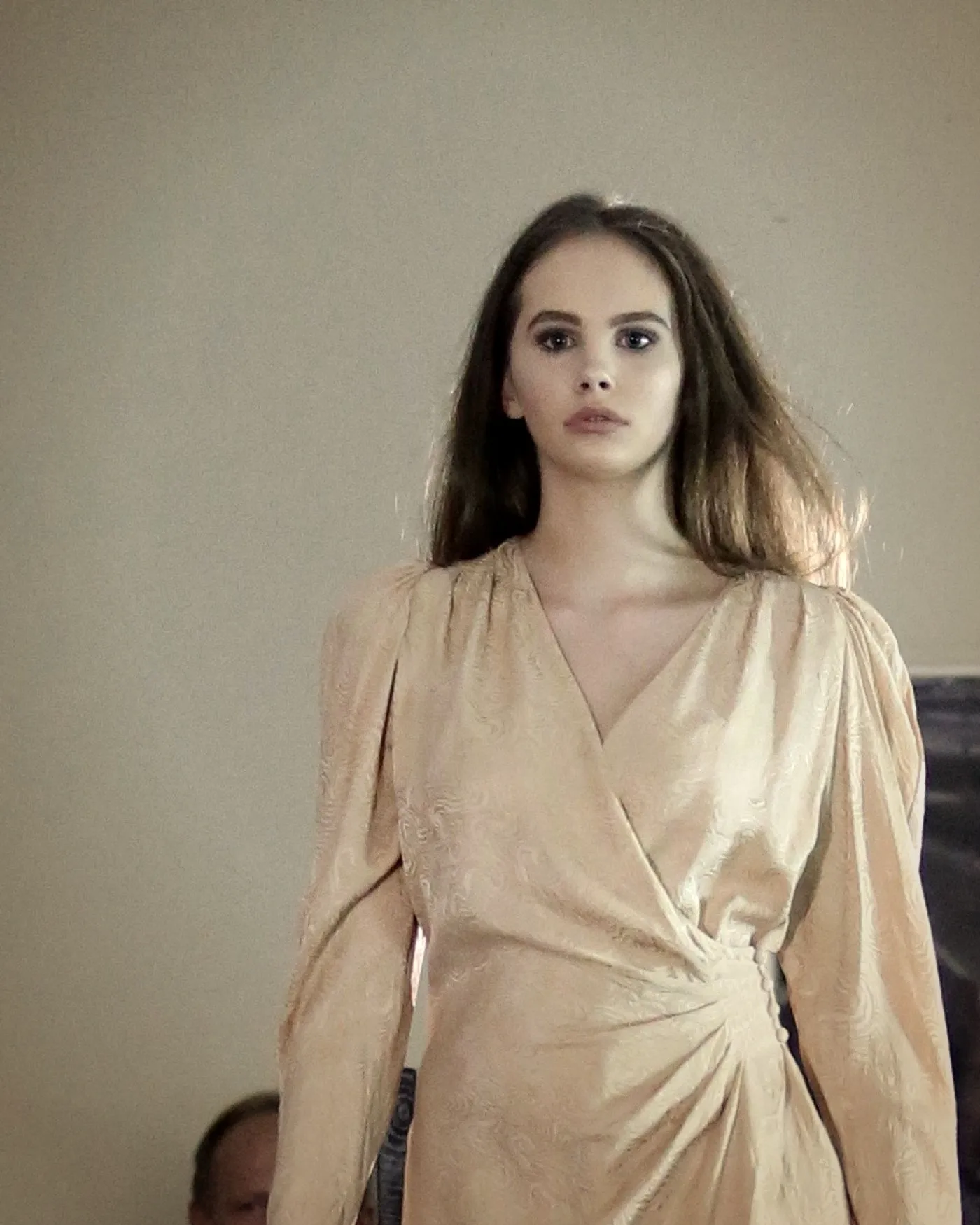 Nude silk wrap dress — Kites by Carla Manuel runway, November 2016