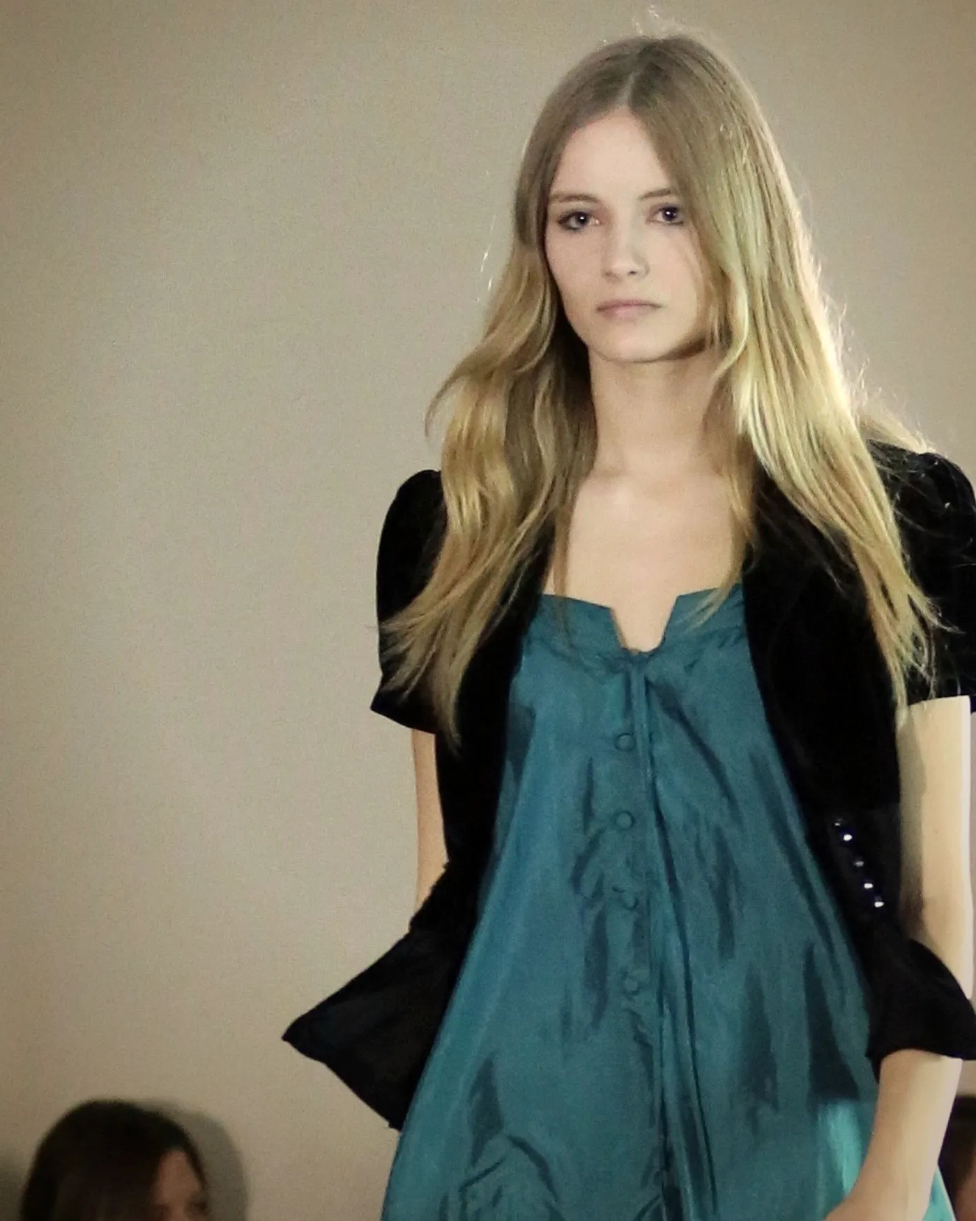 Teal silk mini dress — Kites by Carla Manuel runway, November 2016