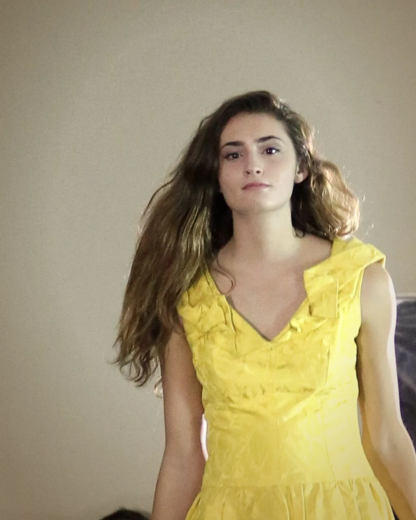 Yellow silk dress — Kites by Carla Manuel runway, November 2016